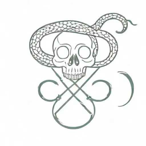 snake, skull and gemini sign tattoo design idea