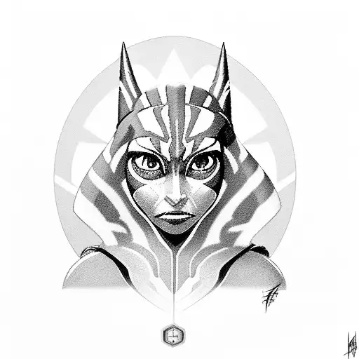 Ahsoka Tano portrait The Clone Wars Season 7 style tattoo design idea
