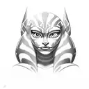 Portrait of Ahsoka Tano in the style of The clone wars season 7 tattoo design idea