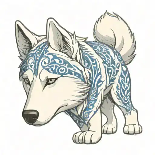 white Siberian husky dog tattoo design idea