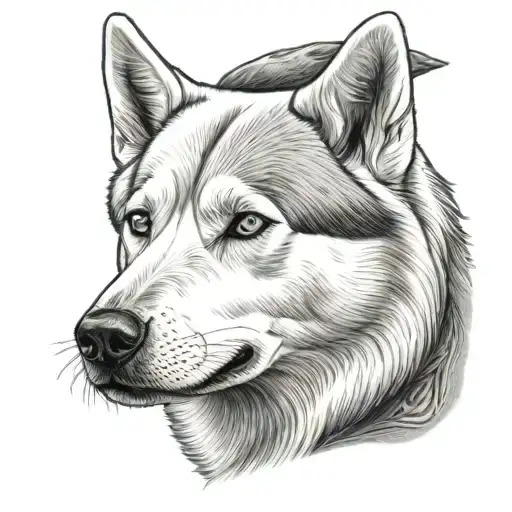 white Siberian husky dog tattoo design idea