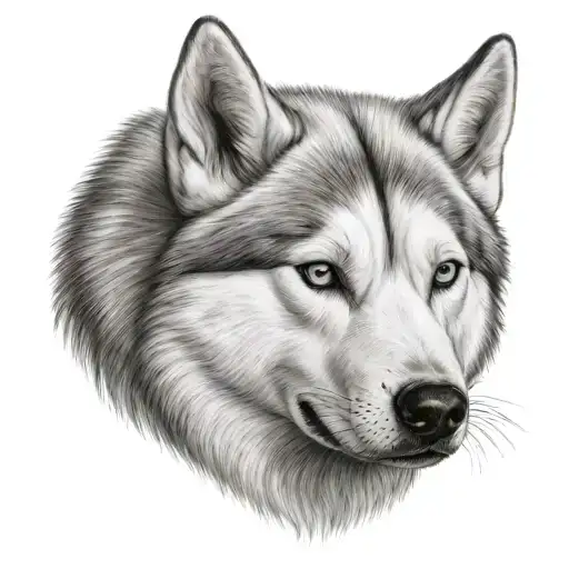 white Siberian husky face tattoo design idea