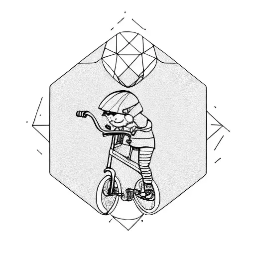  a child falls from the bicycle tattoo design idea