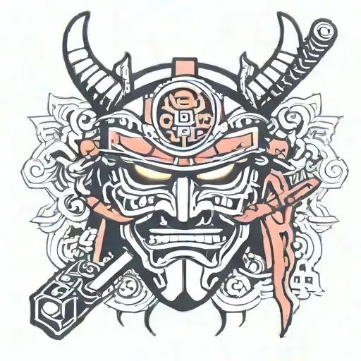 bottom half samurai mask tattoo design idea