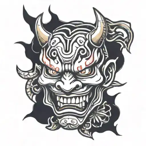 Hannya mask tattoo design idea