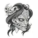 Only mask split in half tattoo design idea