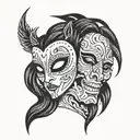 Only mask split in half tattoo design idea