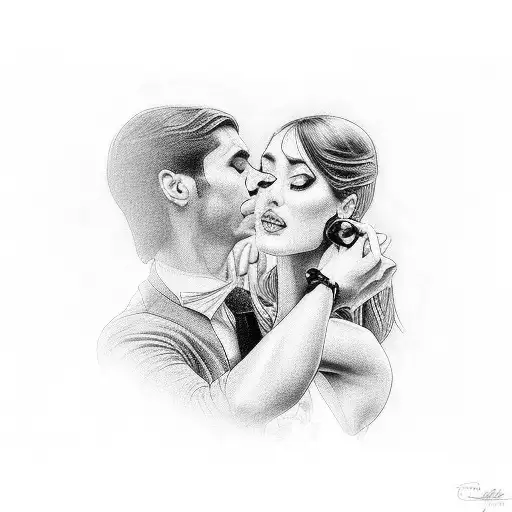 Esqueletos bailando tango tattoo design idea