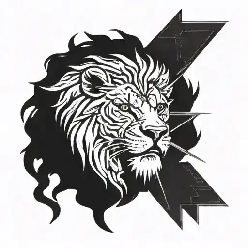 electrician work and cross and lion head tattoo design idea