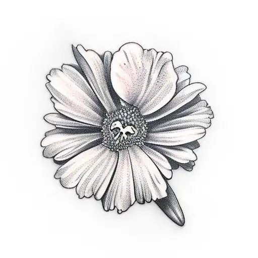 violets and daisies  tattoo design idea