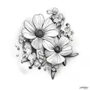 violets and daisies  tattoo design idea