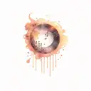 total eclipse with music notes around it tattoo design idea
