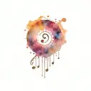 total eclipse with music notes around it tattoo design idea