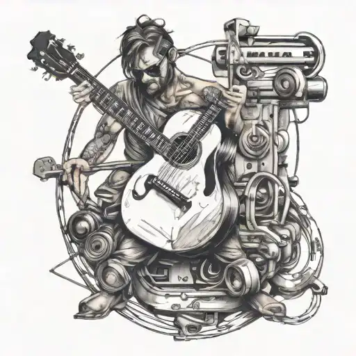 gym, travelling, life balance, masculine, attractive, guitar, maturity  tattoo design idea