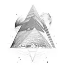 pyramid, at the bottom is a swamp and at the top is a galaxys tattoo design idea