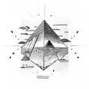 pyramid, at the bottom is a swamp and at the top is a galaxys tattoo design idea