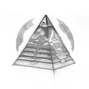 pyramid, at the bottom is a swamp and at the top is a galaxys tattoo design idea
