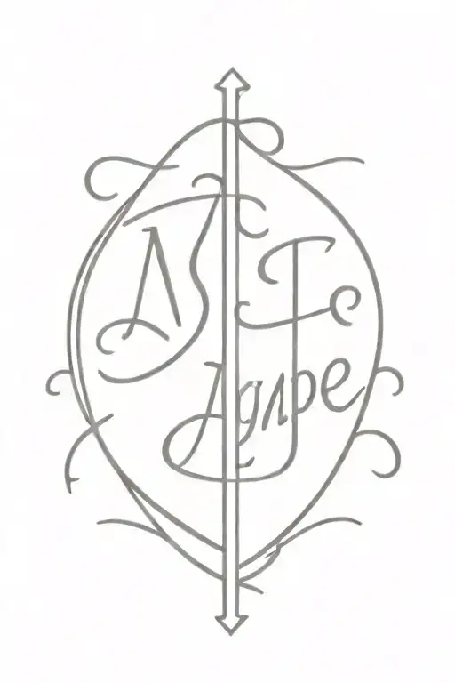 the word 'agape' in Greek letters with the symbols heart and cross tattoo design idea