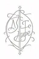 the word 'agape' in Greek letters with the symbols heart and cross tattoo design idea