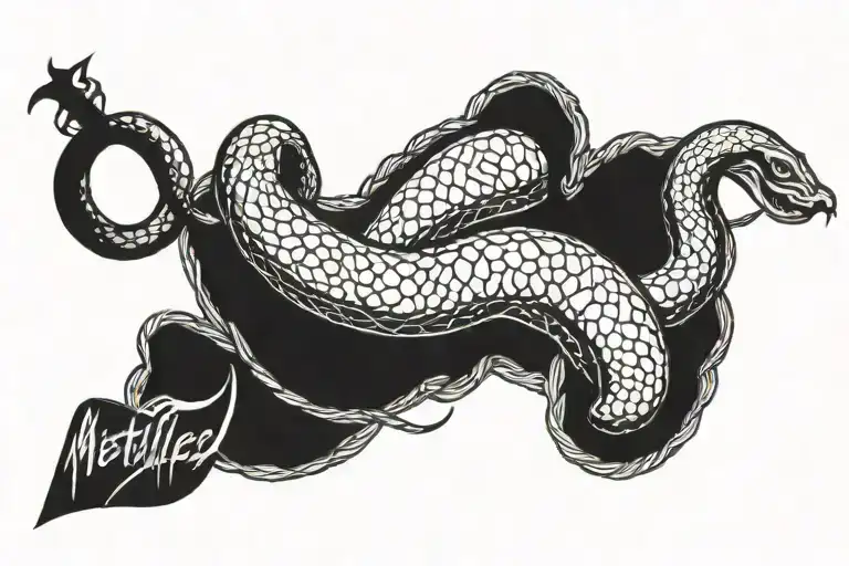Metallica snake Carolyn Metallica font inside tattoo design idea