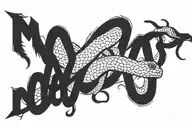 Metallica snake Carolyn Metallica font inside tattoo design idea