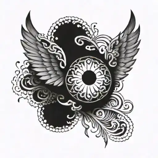 siva damru with wings tattoo design idea