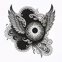 siva damru with wings tattoo design idea