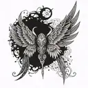 siva damru with wings tattoo design idea