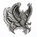 siva damru with wings tattoo design idea