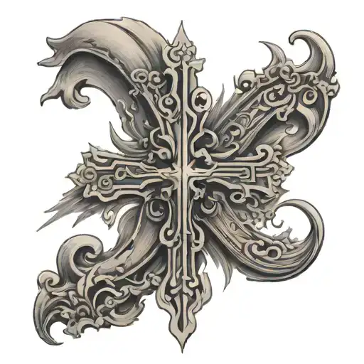 cross middle of back with wording either side   tattoo design idea