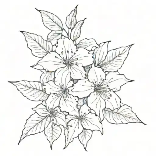 bougainvillea flower fine line tattoo design idea