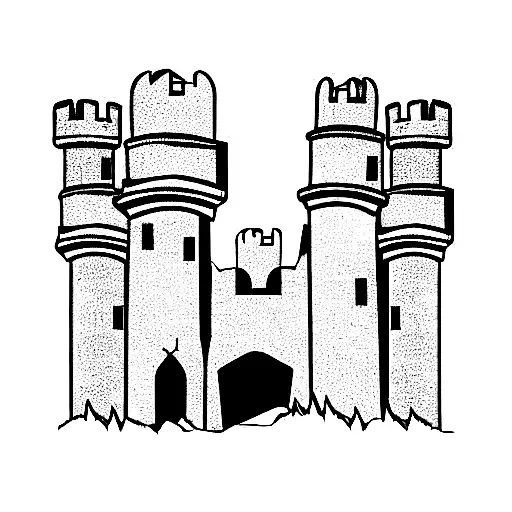 castle ruins tattoo design idea