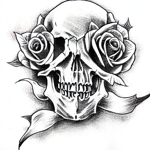 Skull and Roses tattoo design idea