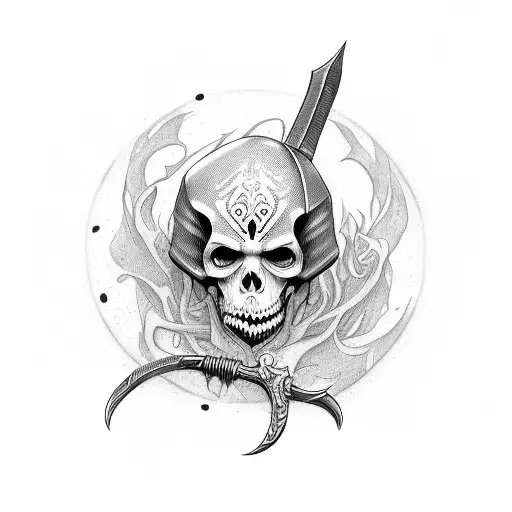 Grim reaper's scythe with new life tattoo design idea