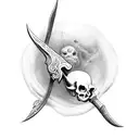 Grim reaper's scythe with new life tattoo design idea