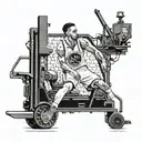 Design a tattoo combining a Steph Curry jersey and a forklift in a creative way tattoo design idea