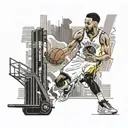 Design a tattoo combining a Steph Curry jersey and a forklift in a creative way tattoo design idea