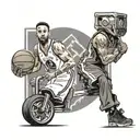 Design a tattoo combining a Steph Curry jersey and a forklift in a creative way tattoo design idea