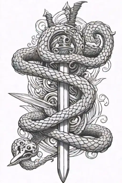 sword and snake tattoo design idea