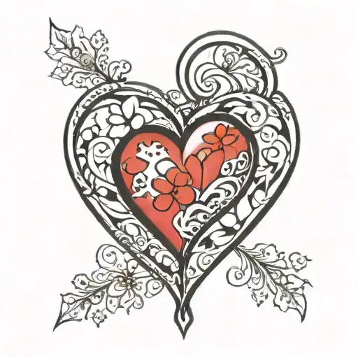paw prints in heart with colur tattoo design idea