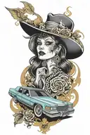 Fleetwood Coupe DeVille 1986-2022 tattoo design idea