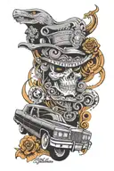 Fleetwood Coupe DeVille 1986-2022 tattoo design idea