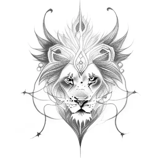 dark fairy, lion, small tattoo design idea