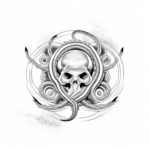 tentacle skull tattoo design idea