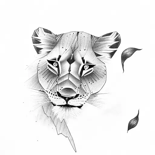 Lioness and cubs tattoo design idea