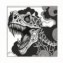 dinosaur, half skeleton, roars tattoo design idea