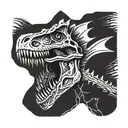 dinosaur, half skeleton, roars tattoo design idea