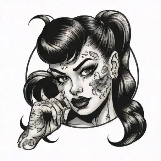 pinup Girl boxer with face tattoos tattoo design idea