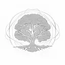 Tree of life intertwined with a winding river symbolizing the cycle of life and death tattoo design idea