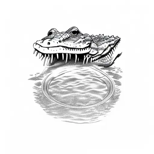 crocodile swimming tattoo design idea
